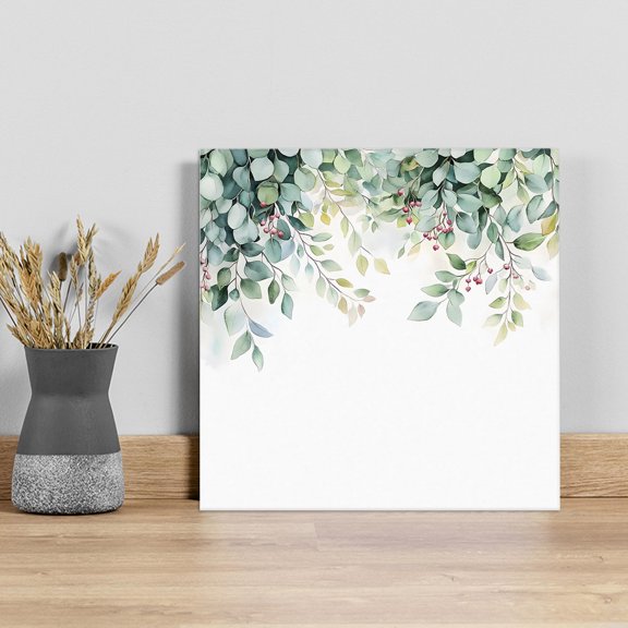 Eucalyptus Wall Art Painting on Canvas, Leaf Branch Nature Fruit Spring Summer Canvas Art Home Prints Wall Art Framed Modern Artwork for Living Room Bedroom Wall Decor 8x8in