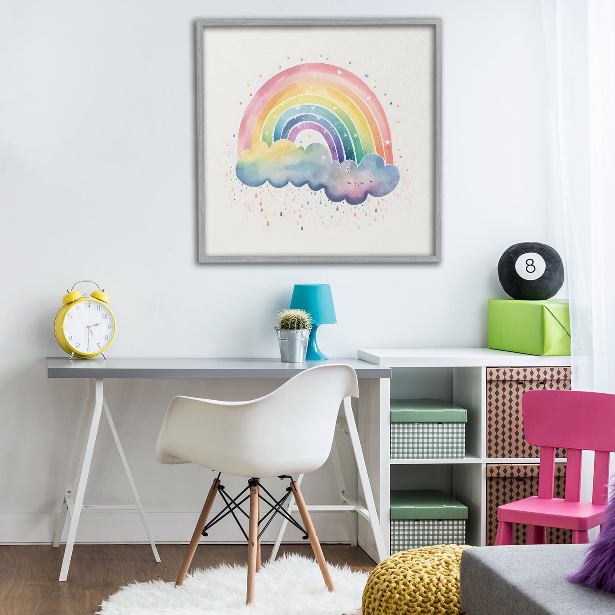 Stupell Industries Bright Boho Rainbow & Stars Gray Framed Giclee Art, design by Creative Studio