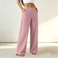 thumbnail image 4 of DHFJKG Wide Leg Pants For Women Corduroy Palazzo Workwear Elastic Waistband Long Pants Fall Clothes, 4 of 7