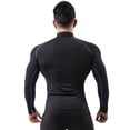 thumbnail image 3 of Traje de fitness para hombre, otoño e invierno, cuello alto elástico, ropa ajustada, camiseta sudorosa de secado rápido, ropa deportiva para correr, 3 of 5