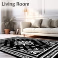 thumbnail image 2 of ODIKA 4'x6' Machine Washable Non-Slip Area Rug, Art Inspired Interlocking Medallion with Leaf Embellishments High Traffic Rug, Black, 600181, 2 of 7