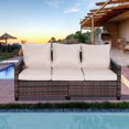 thumbnail image 5 of Decksplore Outdoor Furniture Outdoor Couch Brown Wicker Patio Furniture 3-seat Sofa Deep Seat Hight Backrest with Waterproof Cover and Anti-Slip Cushions White, 5 of 11