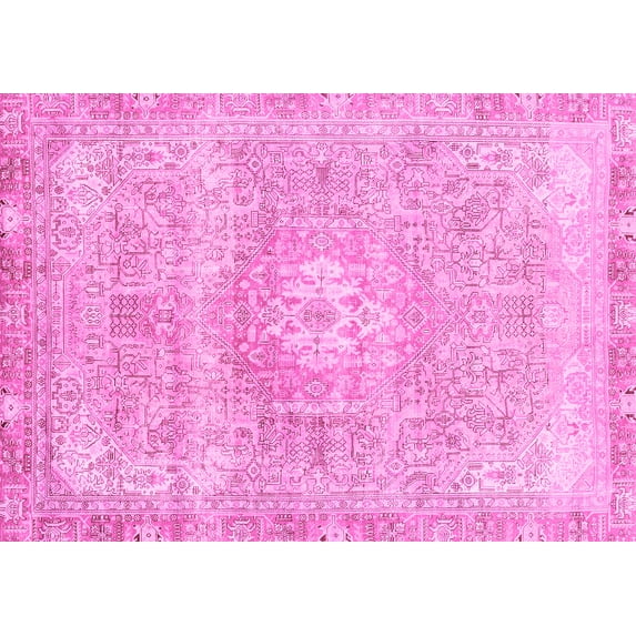 Ahgly Company Indoor Rectangle Abstract Pink Modern Area Rugs, 3' x 5'
