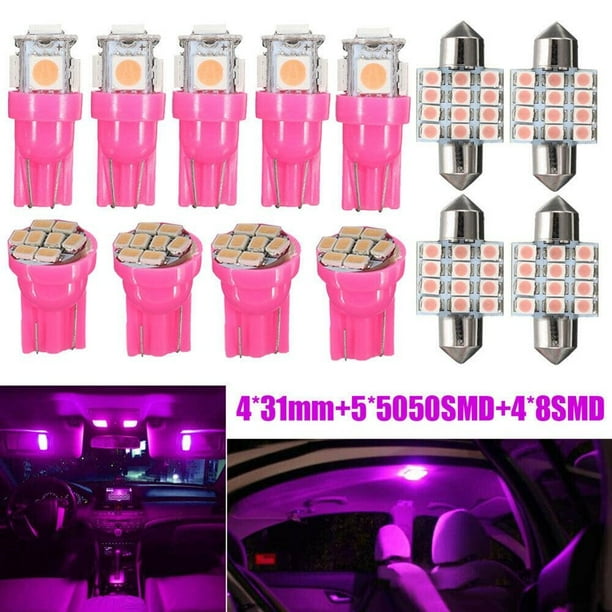 13x Pink Car Interior LED Lights 12V For Dome License Plate Lamp Car