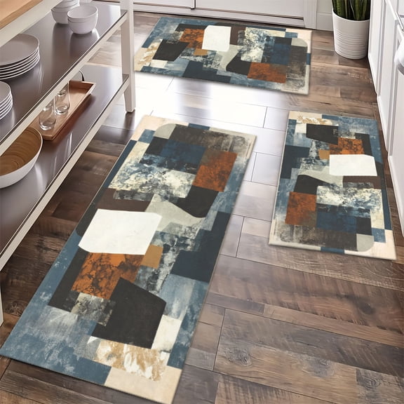 Floor Rugs Sets 3 Piece with Runner, Farmhouse Kitchen Rugs and Mats Non Skid Washable Runner Rug for Kitchen Sink Laundry
