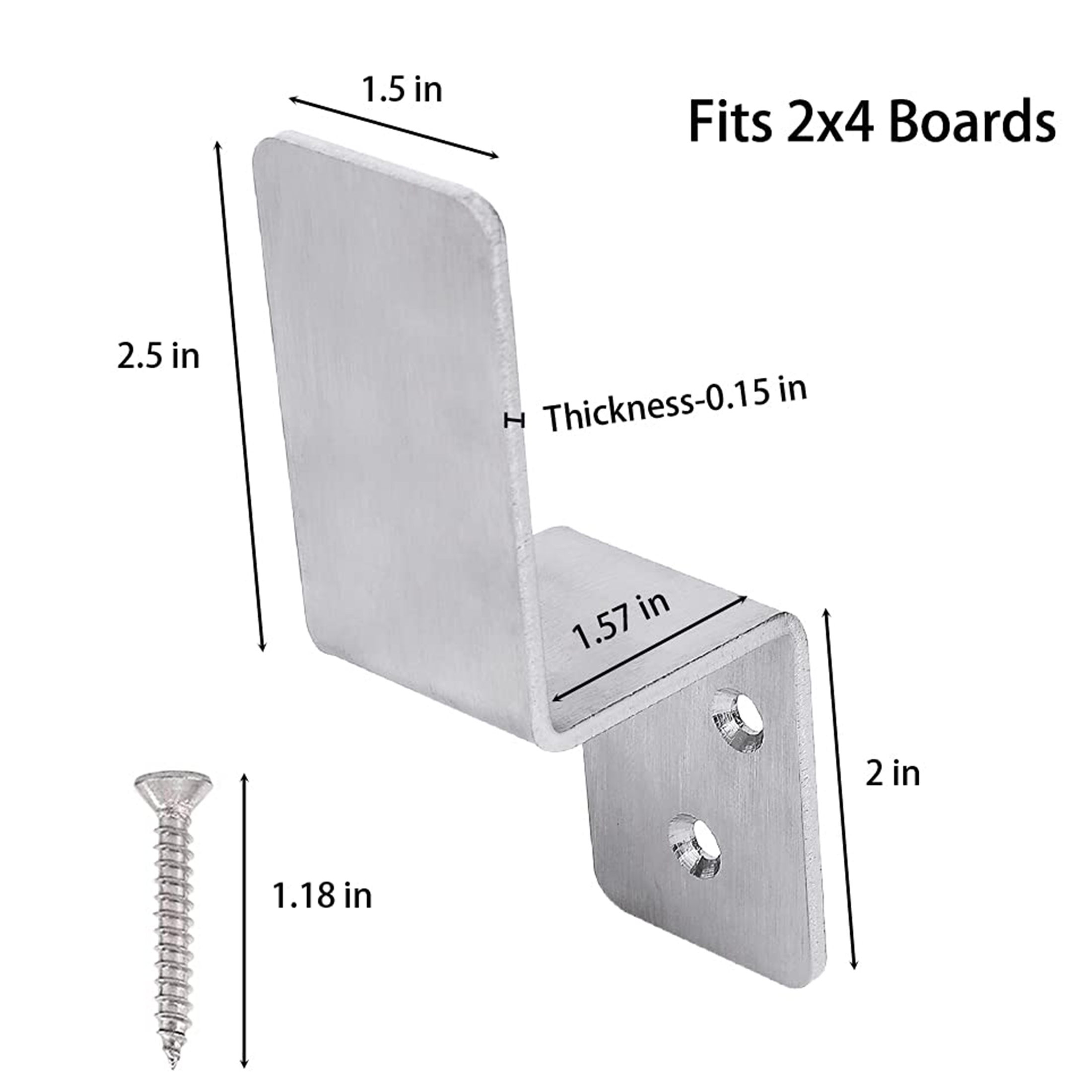 VANROUG 2x4 Door Barricade Brackets 4PCS Heavy Duty Stainless Steel Drop Open Bar Security Door Lock Bracket Door Barricade Open Bar Holder Fits 2 by 4 Lumber, Security Z Bracket for Barn, Gate, Shed