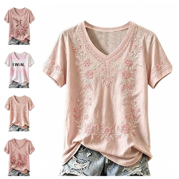 Urbanix Women's Breast Cancer Awareness Shirts In Octobe We Wear Pink Ribbon Wings Graphic Survivor T Shirts Funky Soft Short Sleeve V Neck Tees Vermilion S