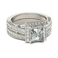 thumbnail image 2 of Eclet Jewels 14K White Gold Plated Rings - 1.9 Ct White Princess Cut Diamond Rings - Bridal Set Rings For Her - Halo Solitaire with Accent Engagement Rings for Her - Handmade Jewellery for Women's, 2 of 9