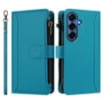 thumbnail image 2 of For Samsung Galaxy S26 Plus 5G Wallet Phone Case-PU Leather Magnetic Flip Cover with 9 Credit Card Slots,Zipper Pocket & Detachable Wrist Strap,Shockproof,Turquoise,For Galaxy S26 Plus 5G, 2 of 8