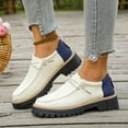 thumbnail image 2 of Pandaie Womens Loafers Chunky Platform Casual Slip on Boat Shoes Lightweight Office Business Work Dress Oxfords for Walking Driving Blue 6.5, 2 of 8