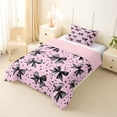 thumbnail image 2 of Erosebridal Black Pink Polkadots Bow Twin Comforter Sets for Girls, Dreamy Princess Bedding Set, Pink Reversible, 2 Pieces, 2 of 6