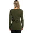 thumbnail image 6 of HA-EMORE Women's Maternity Shirts Round Neck Side Button Long Sleeve Pleated Top T-shirt Olive S, 6 of 7