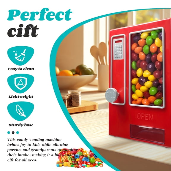 Mini Candy Vending Machine Toy, Tabletop Manual Candy Dispenser with Pull Knob, Portable Snack Gumball Dispenser, Fun Novelty Gift for Kids Home Desktop Decor