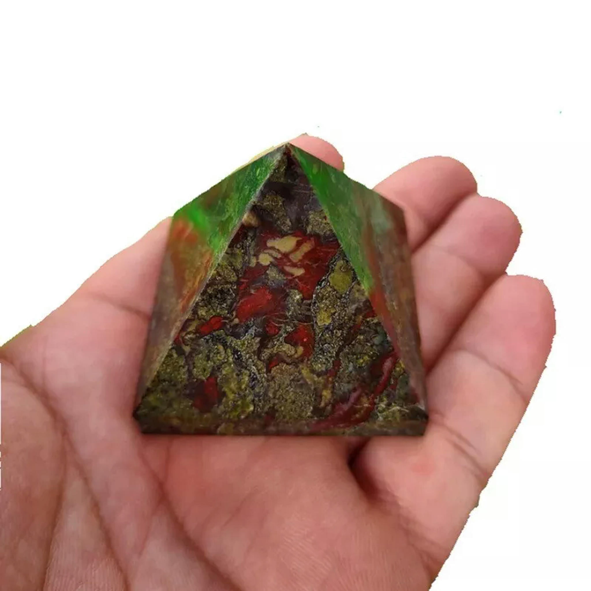 EOEMY 5Pcs Natural Dragon Blood Quartz Crystal Pyramid Healing Orgonite Gemstone Tower