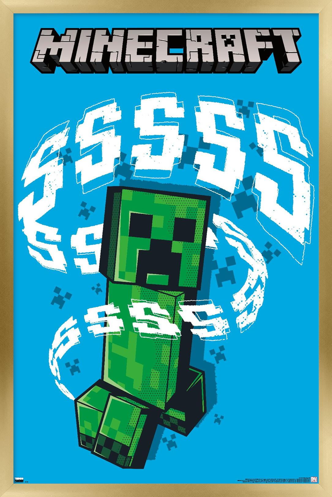 Minecraft Creeper Sss Wall Poster 14 725 X 22 375 Framed Walmart Com