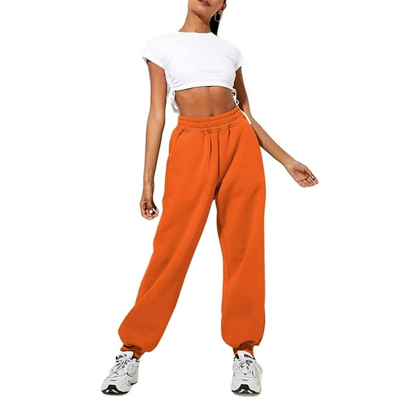 Womens Cinch Bottom Sweatpants Cotton Sporty Jogger Sweat Pants Workout Running Trousers with Pockets