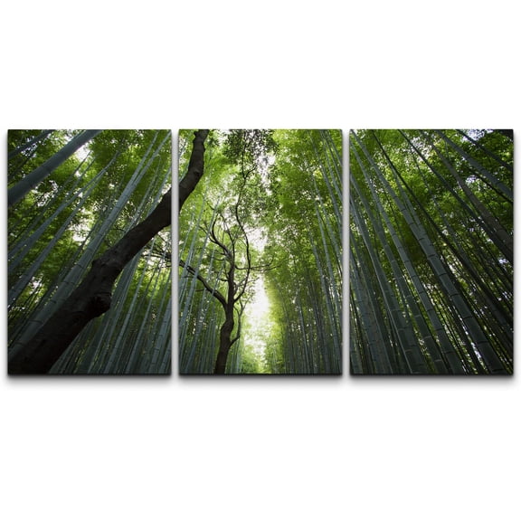 wall26 Canvas Print Wall Art Set Ground View of Light Through Bamboo Forest Nature Wilderness Photography Realism Rustic Scenic Colorful Travel for Living Room, Bedroom, Office - 246 Panels