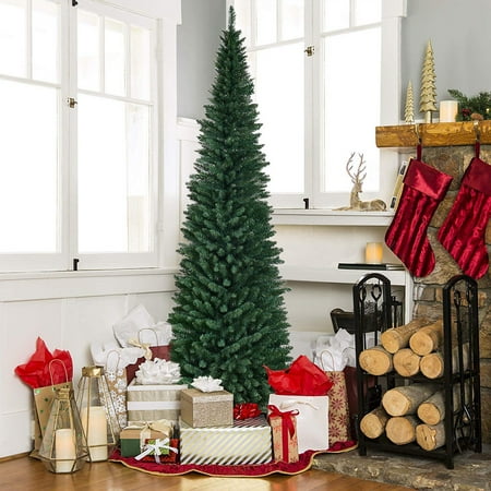 Gymax 9 Pvc Artificial Christmas Tree Holiday Decor Slim Pencil