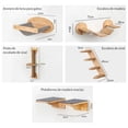 thumbnail image 2 of Repisas para gatos pared juego de 6 piezas muebles para gatos montados en la pared con puente escalones y rascador, 2 of 8