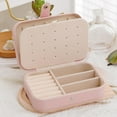 thumbnail image 4 of Leather Jewelry Storage Box Double Layer Design Earrings Necklaces Rings Organizer, 4 of 7