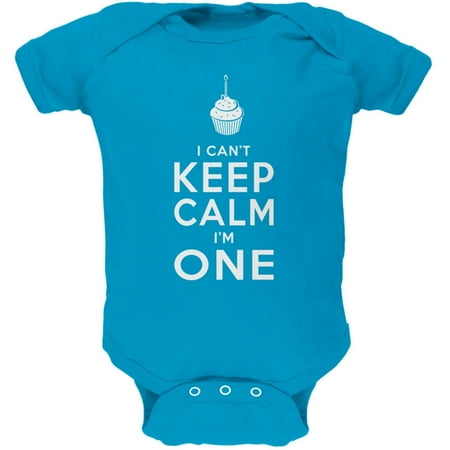 

Birthday I Can t Keep Calm I m 1 One Turquoise Soft Baby One Piece - 0-3 months