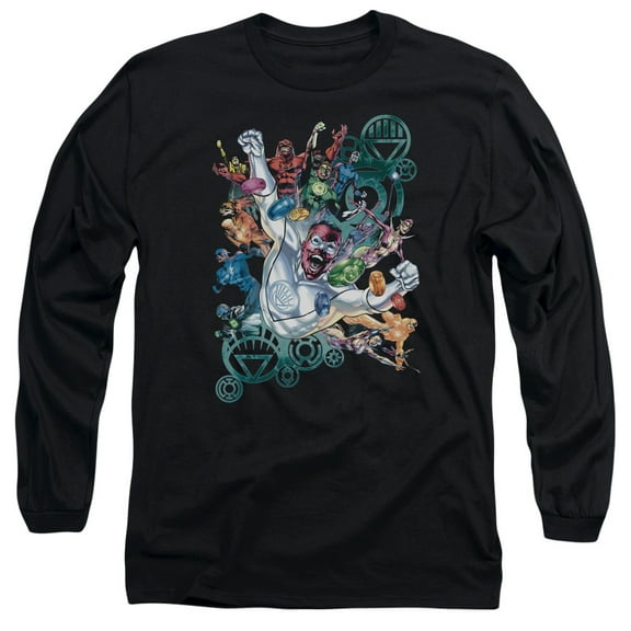Green Lantern Lanterns Unite Long Sleeve Adult 18/1 T-Shirt Black