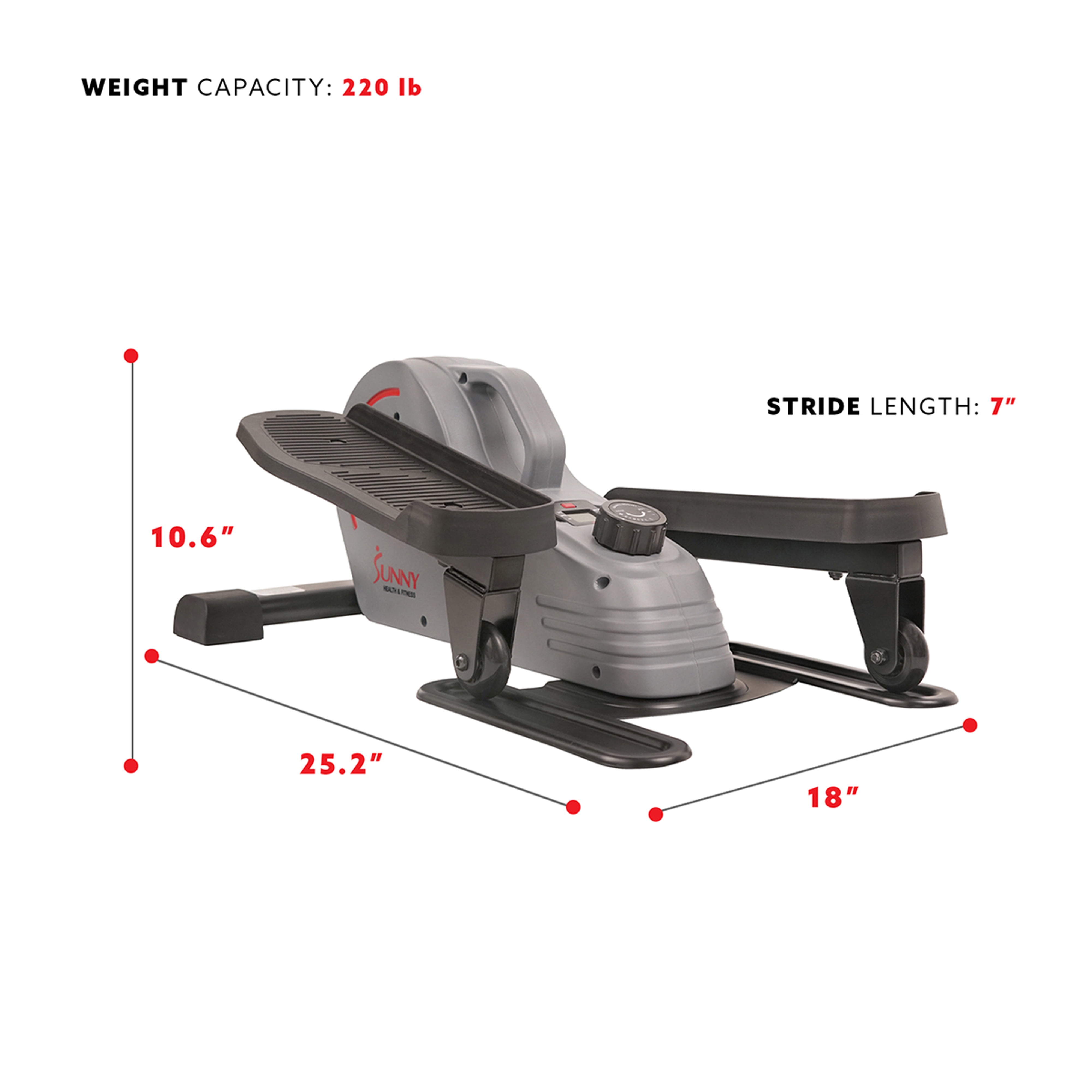 Sunny Health & Fitness Home Cardio Portable Stand-up Magnetic Elliptical Trainer Machine