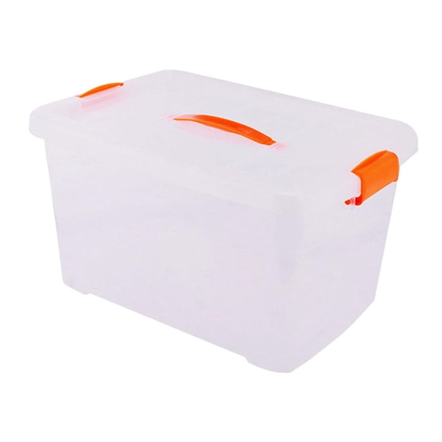 Caja contenedora para artículos diversos, caja de almacenamiento transparente con asa, organizador de joyas, bloques de construcción, almacenamiento 28x20x165cm