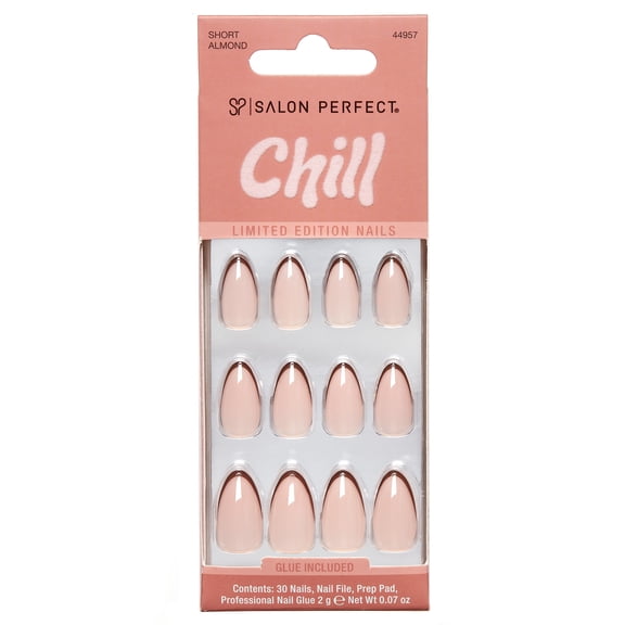 Salon Perfect Halloween Chill Short Almond Press-On Nails with Glue & File, Micro French, 30 Pieces