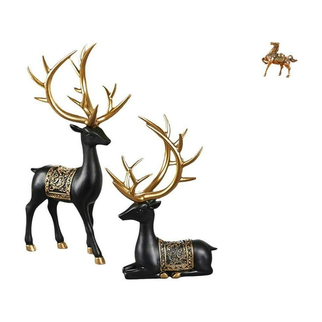 Estatua de escultura de ciervo,Escultura de ciervo para sala de estar con luz de resina.,Figura de caballo,Adorno de caballo,escultura animal,decoración de escritorio,Figuras de caballos
