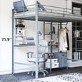 thumbnail image 4 of Zimtown Twin Loft Bed with Desk, Metal Bunk Bed, Gray, 4 of 12