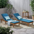 thumbnail image 2 of Christopher Knight Home Nadine Outdoor Modern Cushioned Acacia Chaise Lounges (Set of 2) by  Gray Finish + Blue Cushion, 2 of 5