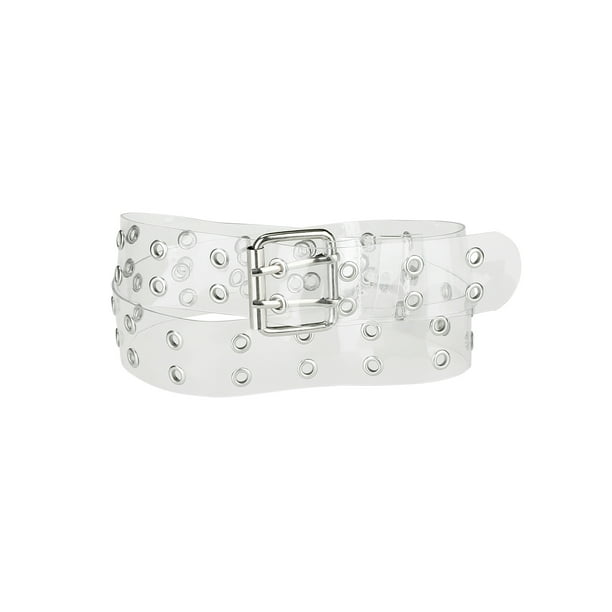 Cinturones de Cintura Transparentes Clear Waist Belts para Mujeres INSPIRE CHIC, Cinturón de Hebilla de Pin Grommet de Talla Grande para Jeans, Vestidos y Pantalones Cortos 22.83-39.37" Claro