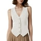 thumbnail image 1 of Chaleco QINSEN para mujer, cuello en V, sin mangas, botones en la parte delantera, blanco, talla M, 1 of 6