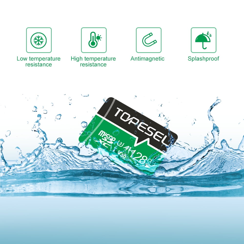 TOPESEL 128GB microSDXC Memory Card with Adapter, microSDXC U3 Class 10 SD Card for Nintendo Switch Camera Phone Drone Green