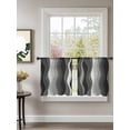 thumbnail image 2 of Sheer Curtains 45 Inch Length 2 Panels Set for Kitchen, Black Stripes Semi Sheer Curtains for Windows, Modern Simple Greyish Gradient Lines Voile Window Treatments Rod Pocket Curtain, 2 of 7