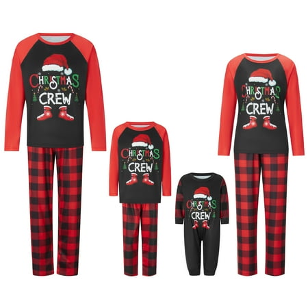 

Dewadbow Christmas Pajamas for Family Deer Plaid Family Christmas PJS Matching Set Holiday Sleepwear for Adult Kids Baby