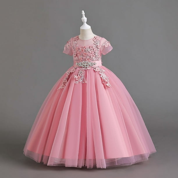 Vestido infantil de diamantes brillantes, vestido de princesa para boda, vestido de niña de flores, vestido de festival de Navidad, vestido infantil