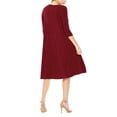 thumbnail image 3 of Women's Casual Loose Fit 3/4 Sleeve Round Neck Jersey Knit A-Line Comfy Solid Midi Dress, 3 of 4