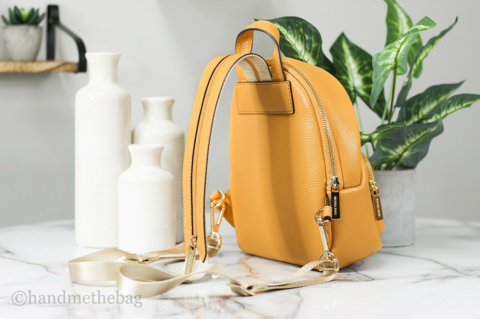 Michael Kors Erin Leather Convertible Sling to Mini Backpack in Marigold NWT Michael Kors Erin Small Marigold Leather Convertible  main image 3