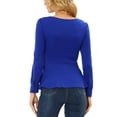 thumbnail image 3 of INSPIRE CHIC Long Sleeve Peplum Ruched Tops Blue XS, 3 of 6