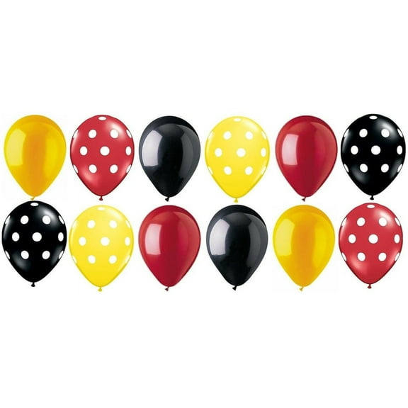 12 pc Mickey Mouse Inspired Polka Dot Latex Balloons Party Decoration Disney B