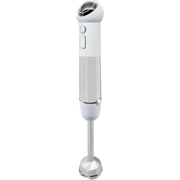 OVENTE Cordless Immersion Hand Blender, 300W Rechargeable Handheld Portable Stick Mixer with Speed Pulse Activating Sensor and Stainless Steel Blades for Smoothies, Shakes or Baby Food, White HR995W