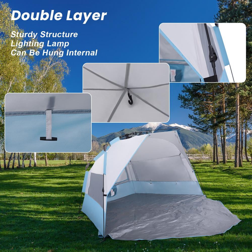 Easy Setup 4-Person Beach Tent Sun/Water/Heat Resistant Outdoor Canopy Shelter