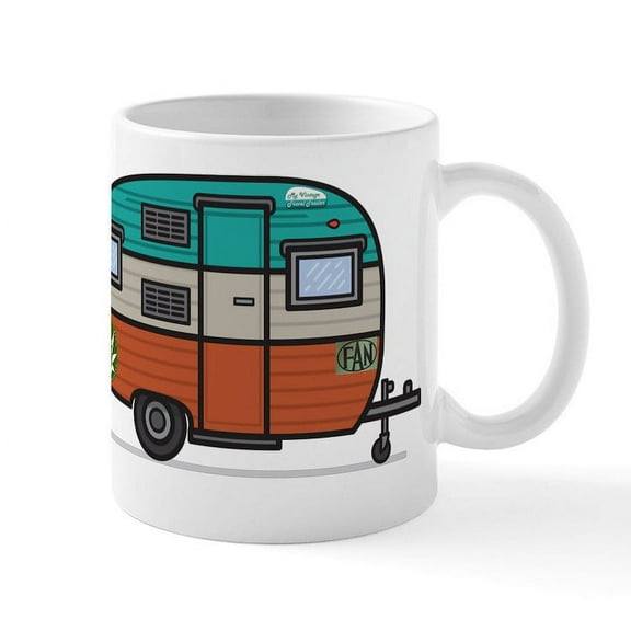 CafePress - Vintage FAN Travel Trailer Mugs - 11 oz Ceramic Mug - Novelty Coffee Tea Cup