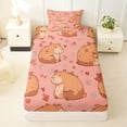 thumbnail image 3 of Erosebridal Capybara Lover Kids Twin Sheet Sets, Love Heart Flower Bedding, 3 Pieces, 3 of 5