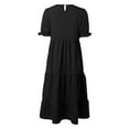 thumbnail image 4 of GHSOHS Dresses for Women 2024 Casual Spring Vintage Plus Size Summer Dresses for Curvy Women Womens Summer Ruffle Puff Sleeve High Waist Midi Casual Boho Dress Party Dresses Work Vacation Casual,L, 4 of 5
