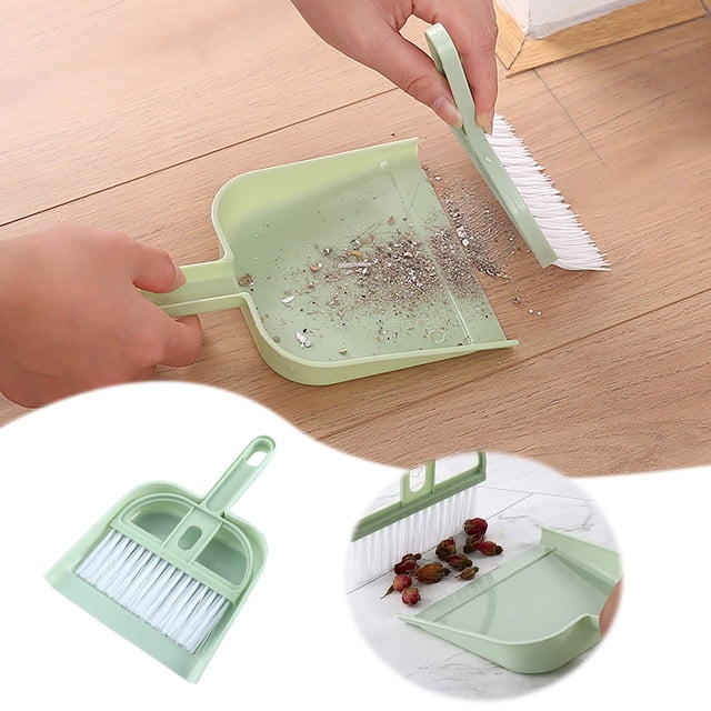 Plastic Mini Dustpan & Brush Set - Compact, Ergonomic, for Tables/Desks/Keyboards/Cars Cleaning