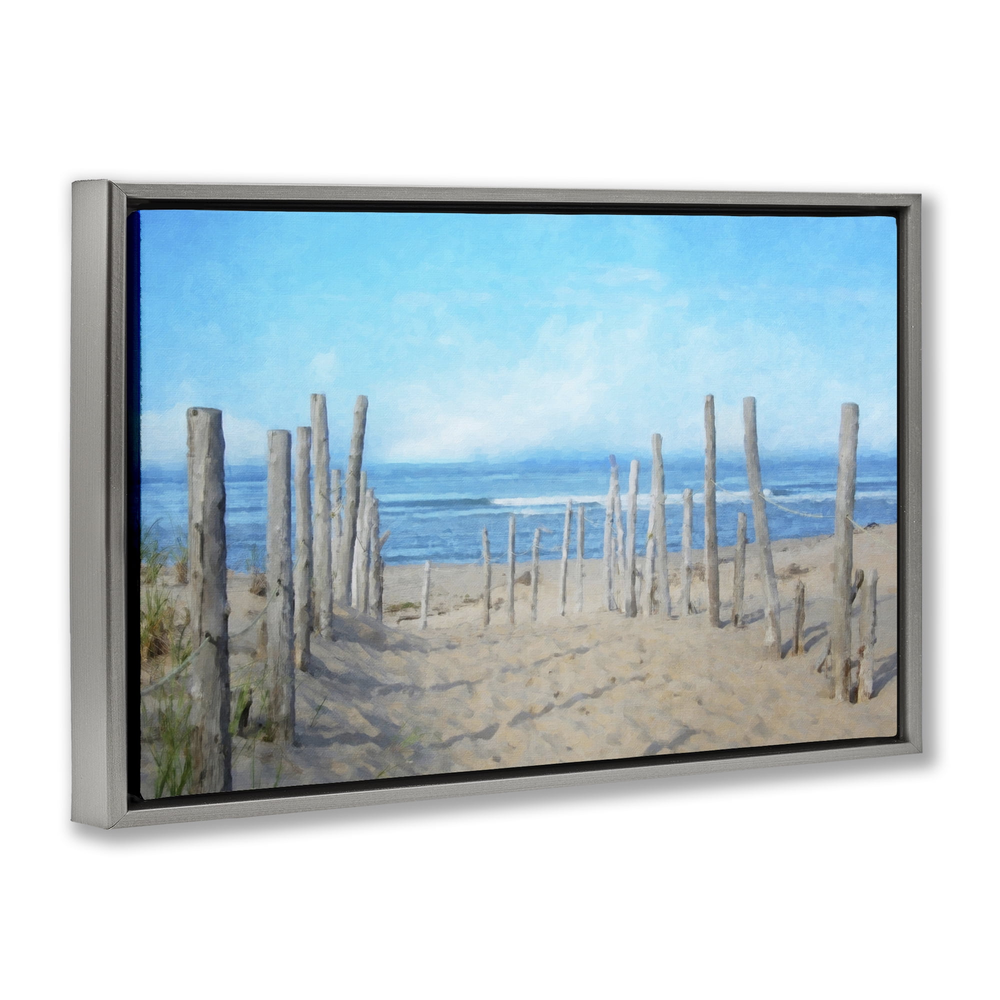 Stupell Industries National Seashore Vista Gray Framed Floater Canvas Wall Art, design by Grotto Studios