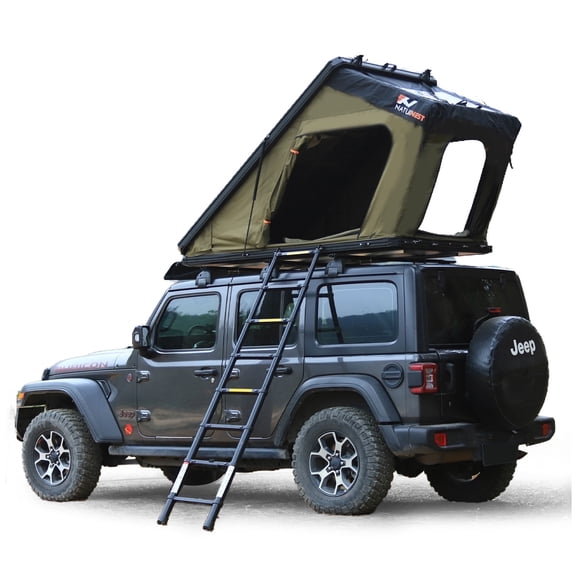Naturnest Rooftop Tent Hardshell, Polaris 2 Aluminium Roof Top Tent with Skyview Window & LED Stripe Light for Suv Jeep Truck Camping